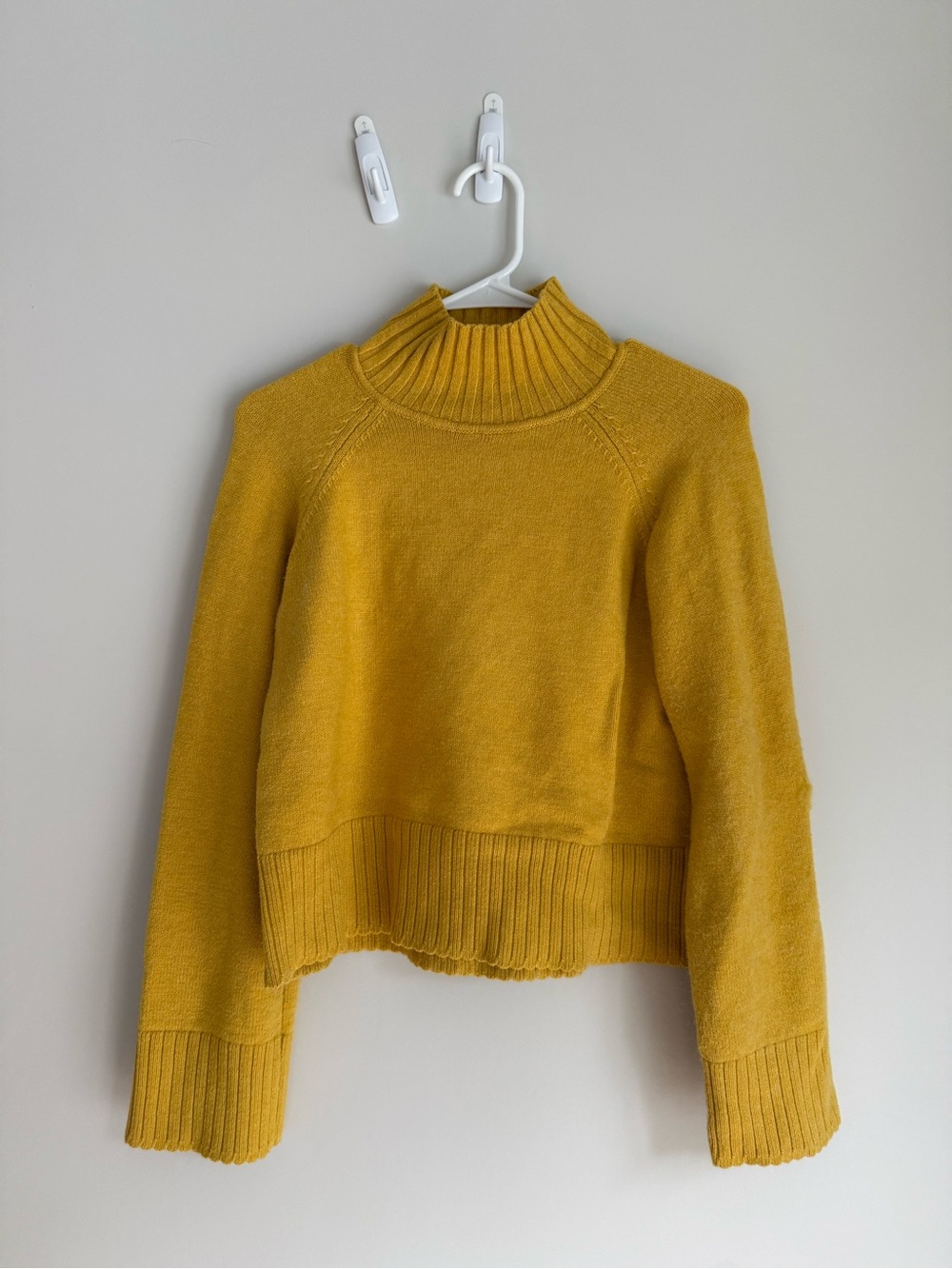 Truth Mustard Yellow Ribbed Mock Neck Sweater